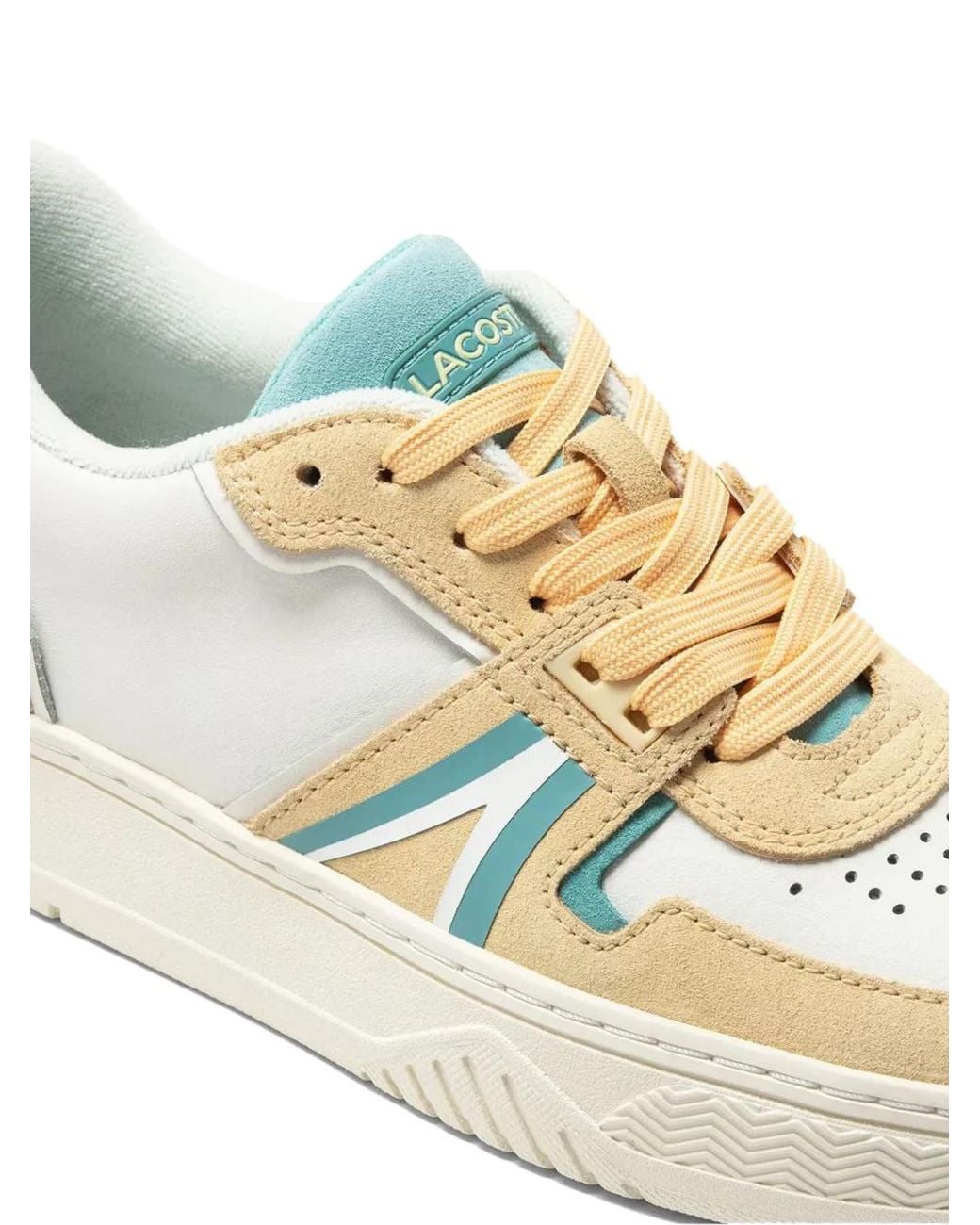 Lacoste White L001 Colour-Block Leather Sneakers