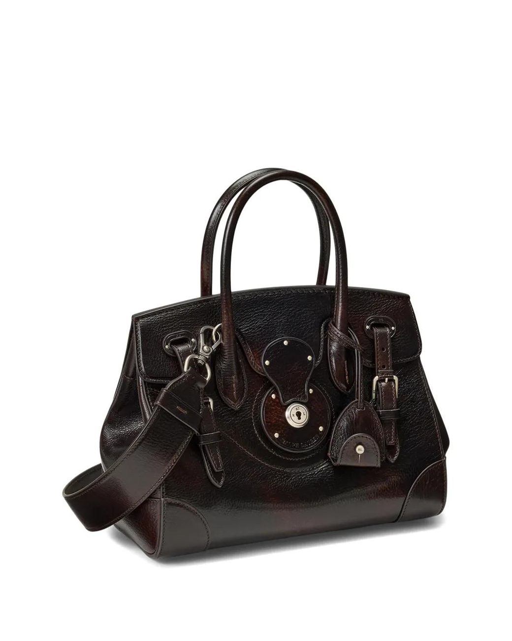 Ralph Lauren Black Soft Ricky Distressed Leather Tote Bag