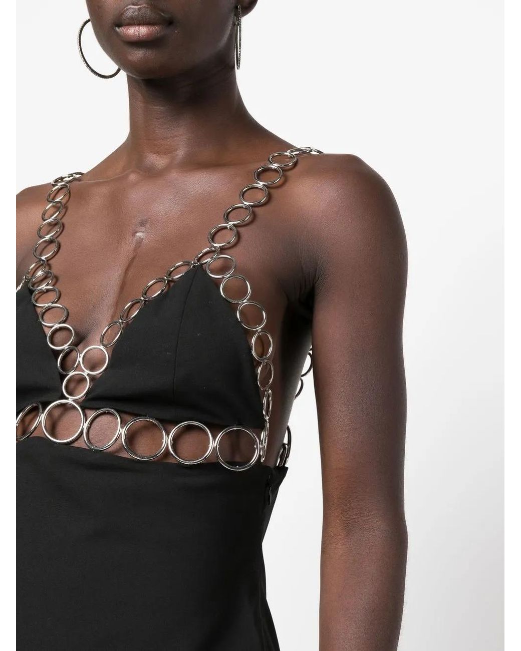 Coperni Black Chain-Link Mini Dress