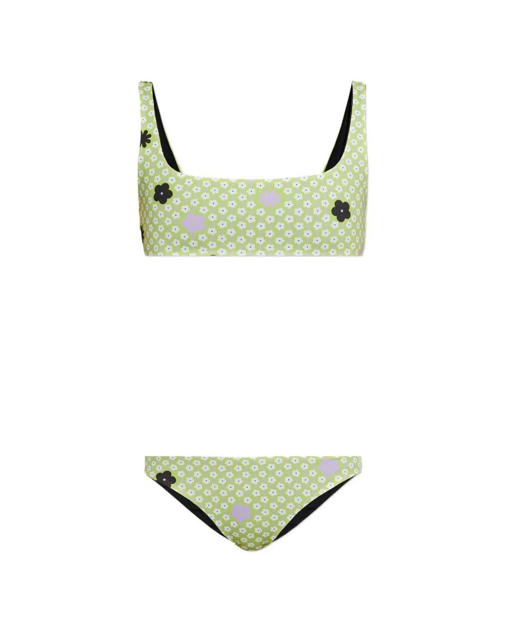 MM6 by Maison Margiela Green Floral-Print Bikini