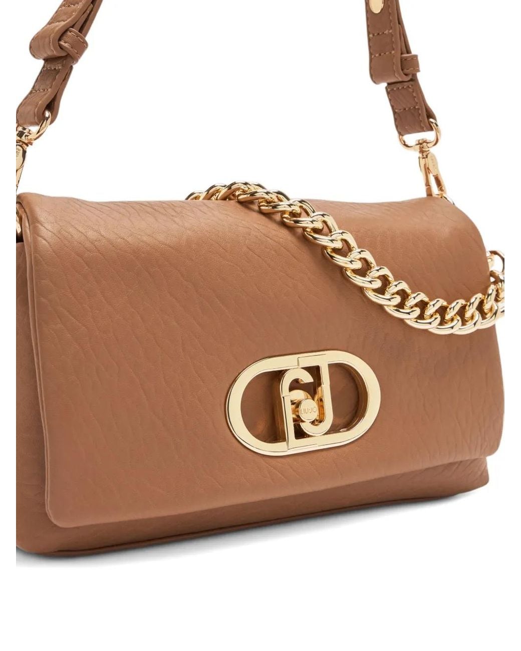 Liu Jo Brown Medium Lapuffy Logo-Plaque Chain-Strap Shoulder Bag
