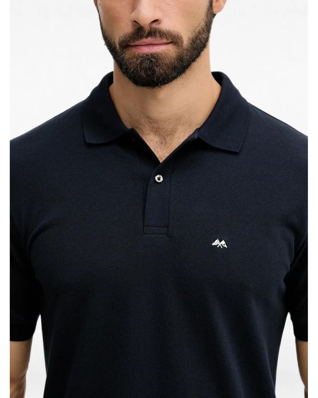 Lindbergh Black Logo-Embroidered Polo Shirt for men