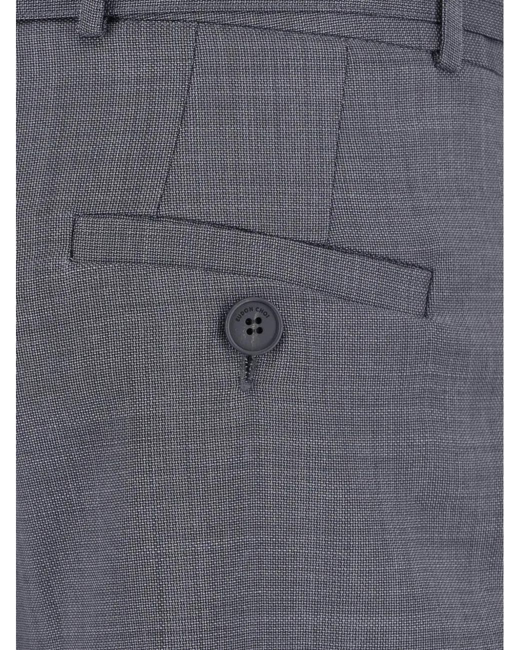 Eudon Choi Blue Belted Pleated Trousers