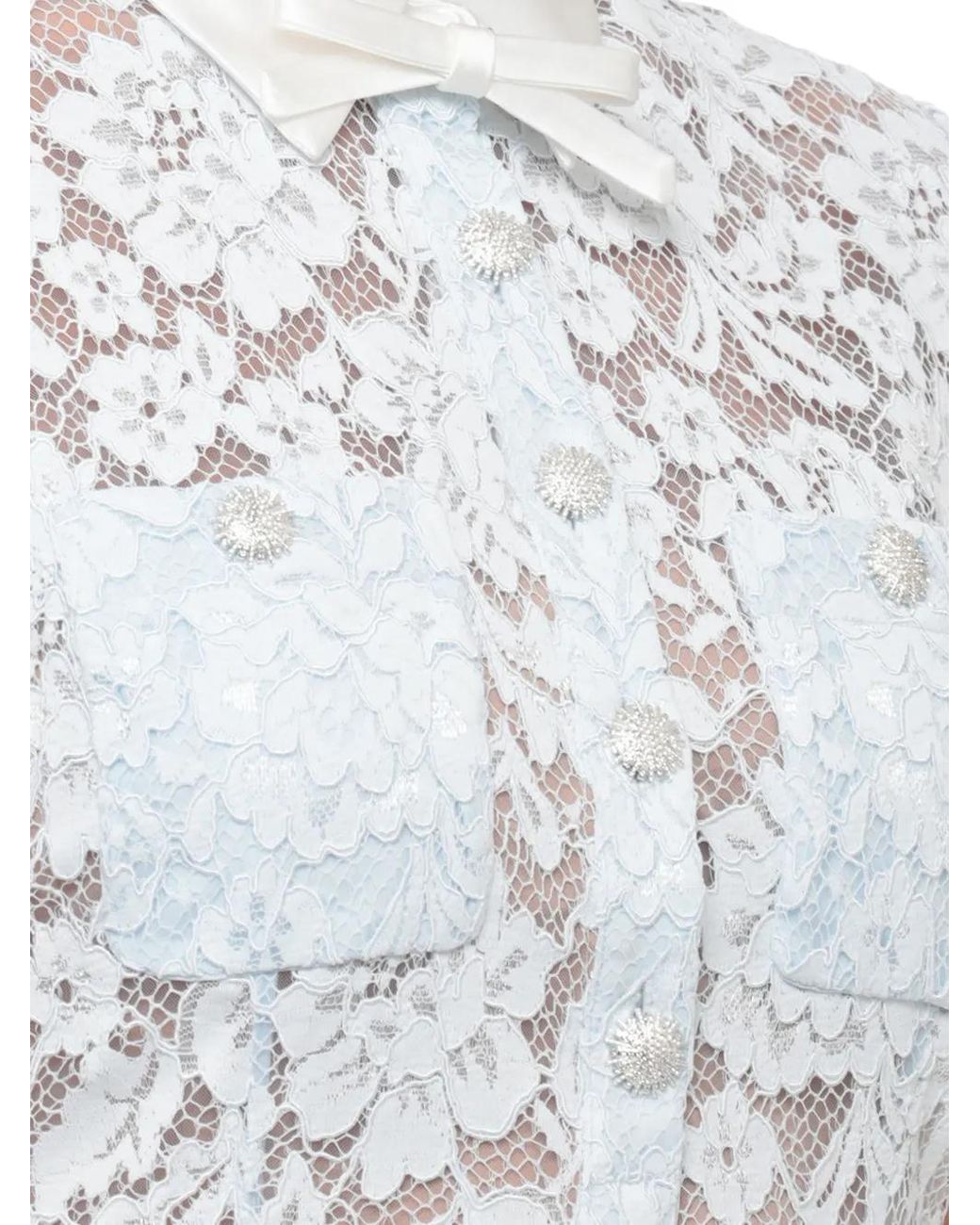 Self-Portrait White Lace Flared Mini Dress