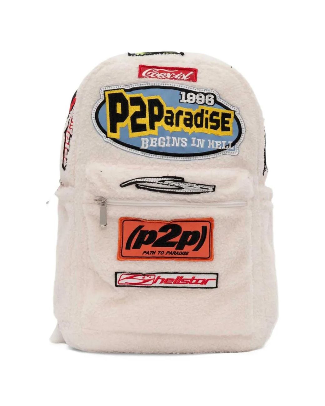 HELLSTAR White Sherpa Patchwork Backpack