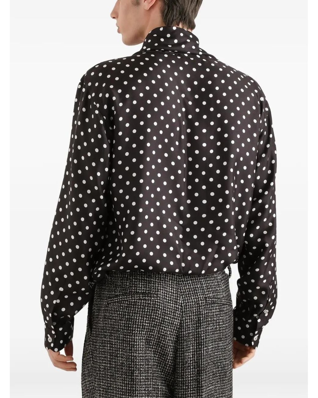 Dolce & Gabbana Black Chemise Martini En Sergé De Soie À Pois for men