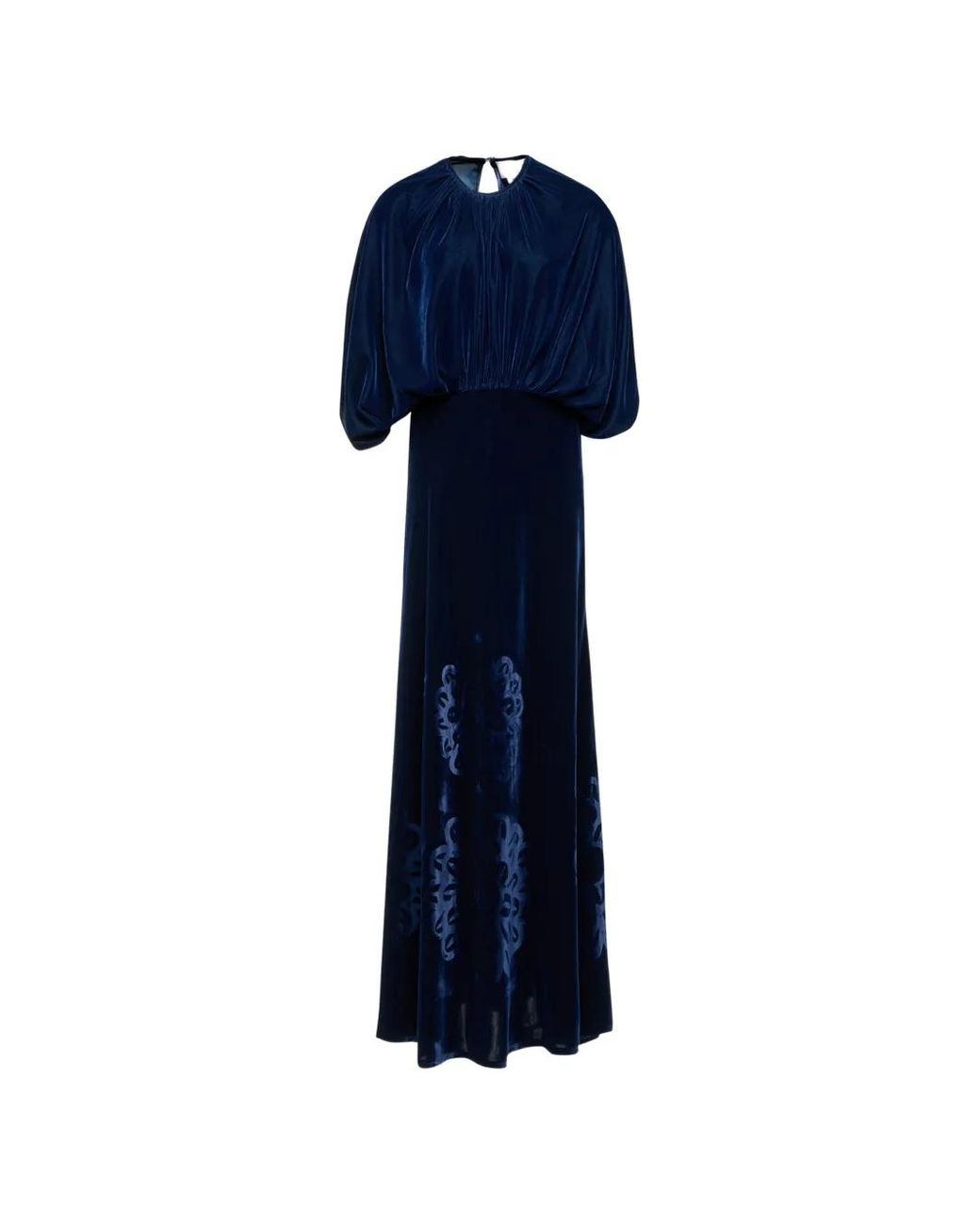 Themis Z Blue Kyma Round-Neck Floral Maxi Dress