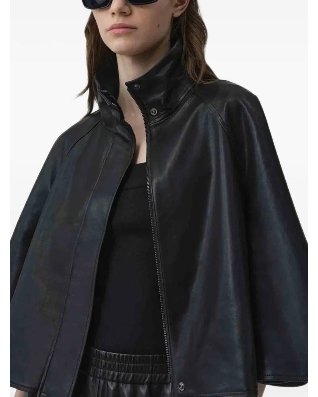 Jonathan Simkhai Black Orvik High-Neck Leather Jacket