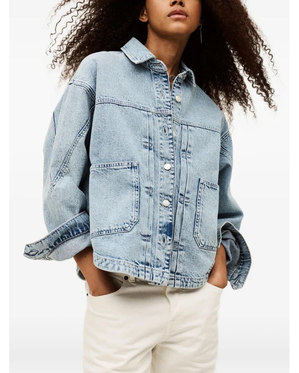 Ba&sh Blue Juno Patch-Pocket Jacket