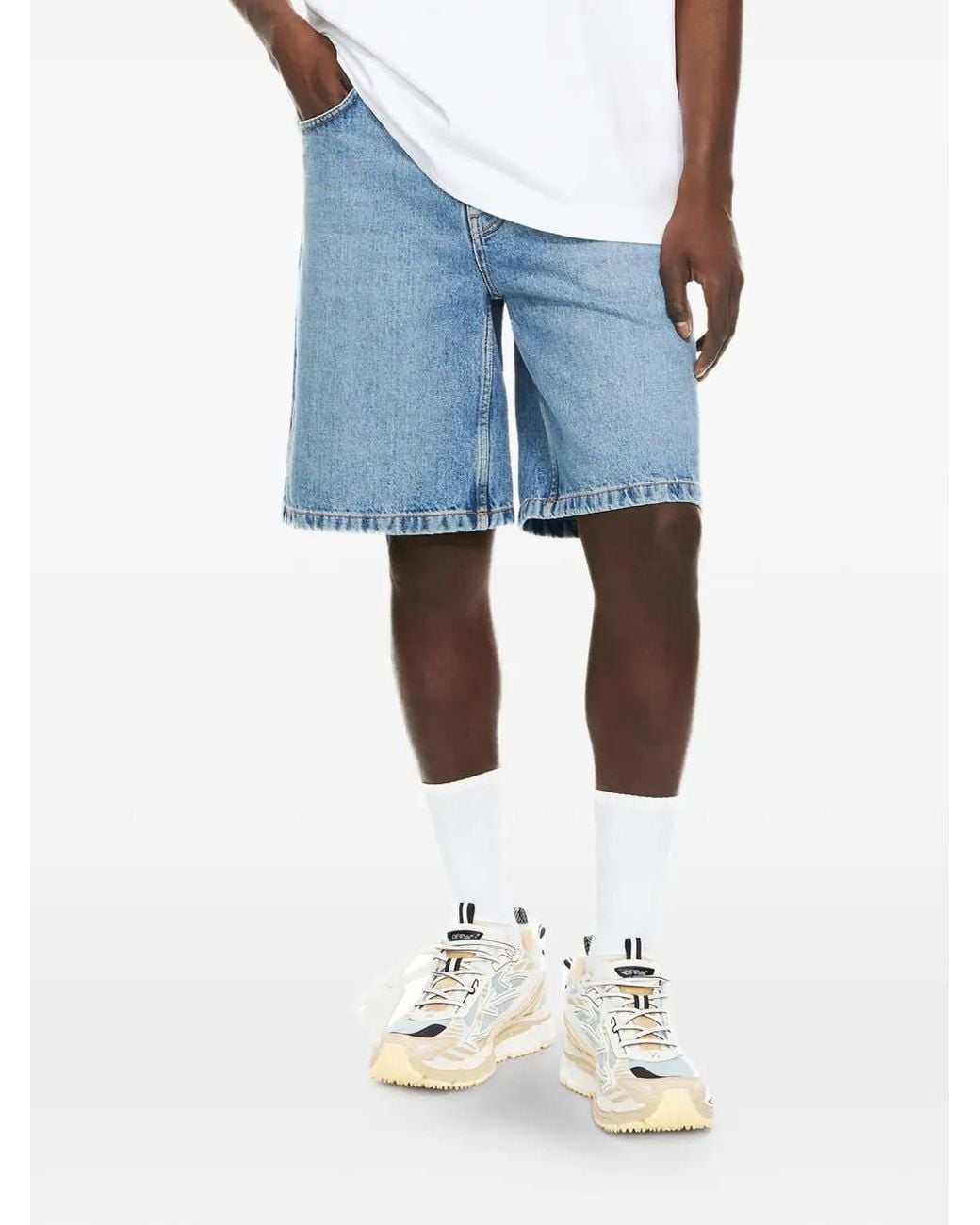 Off-White c/o Virgil Abloh Blue Half Arrow Denim Shorts for men