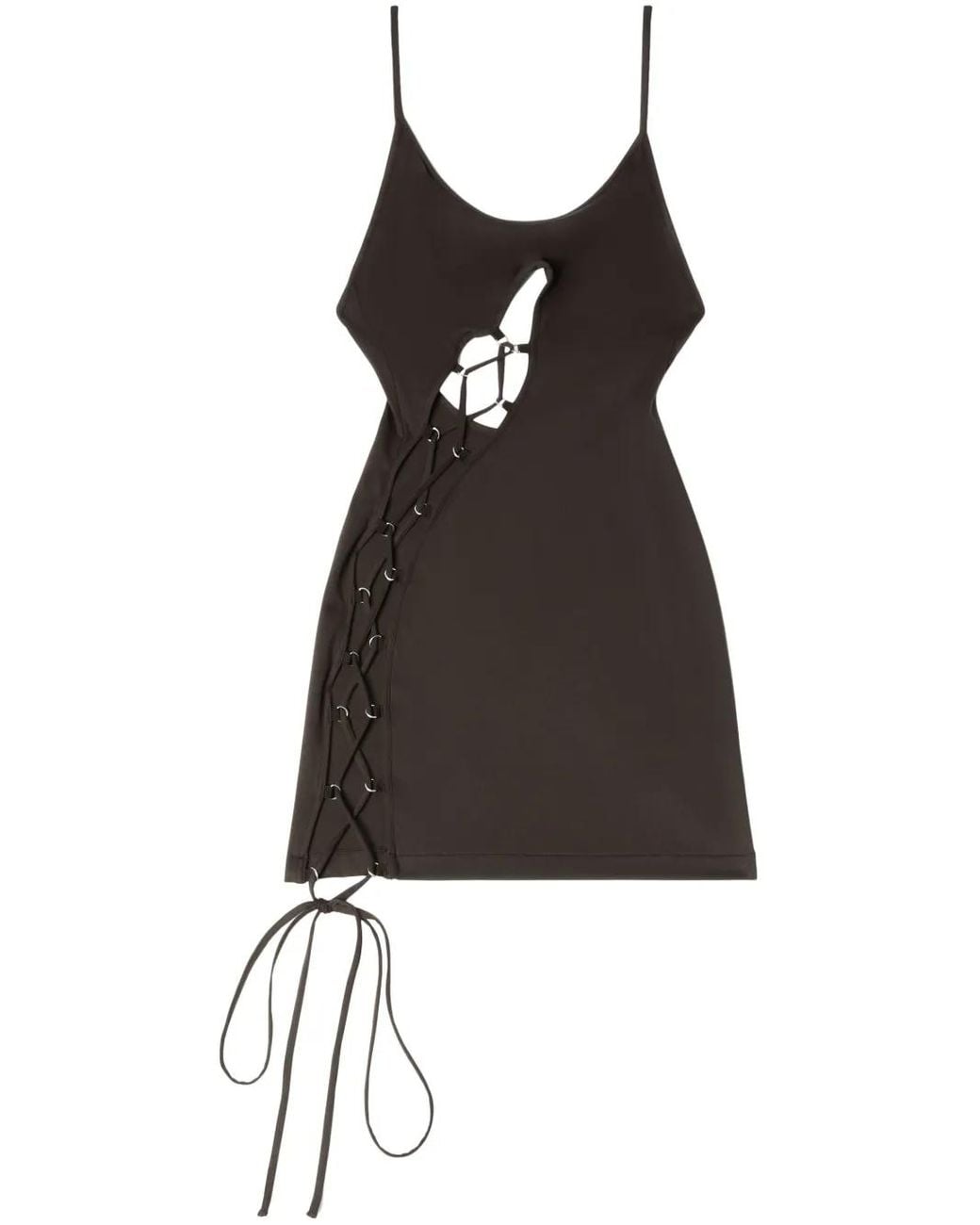 Heron Preston Black Lace-Up Strech Minidress