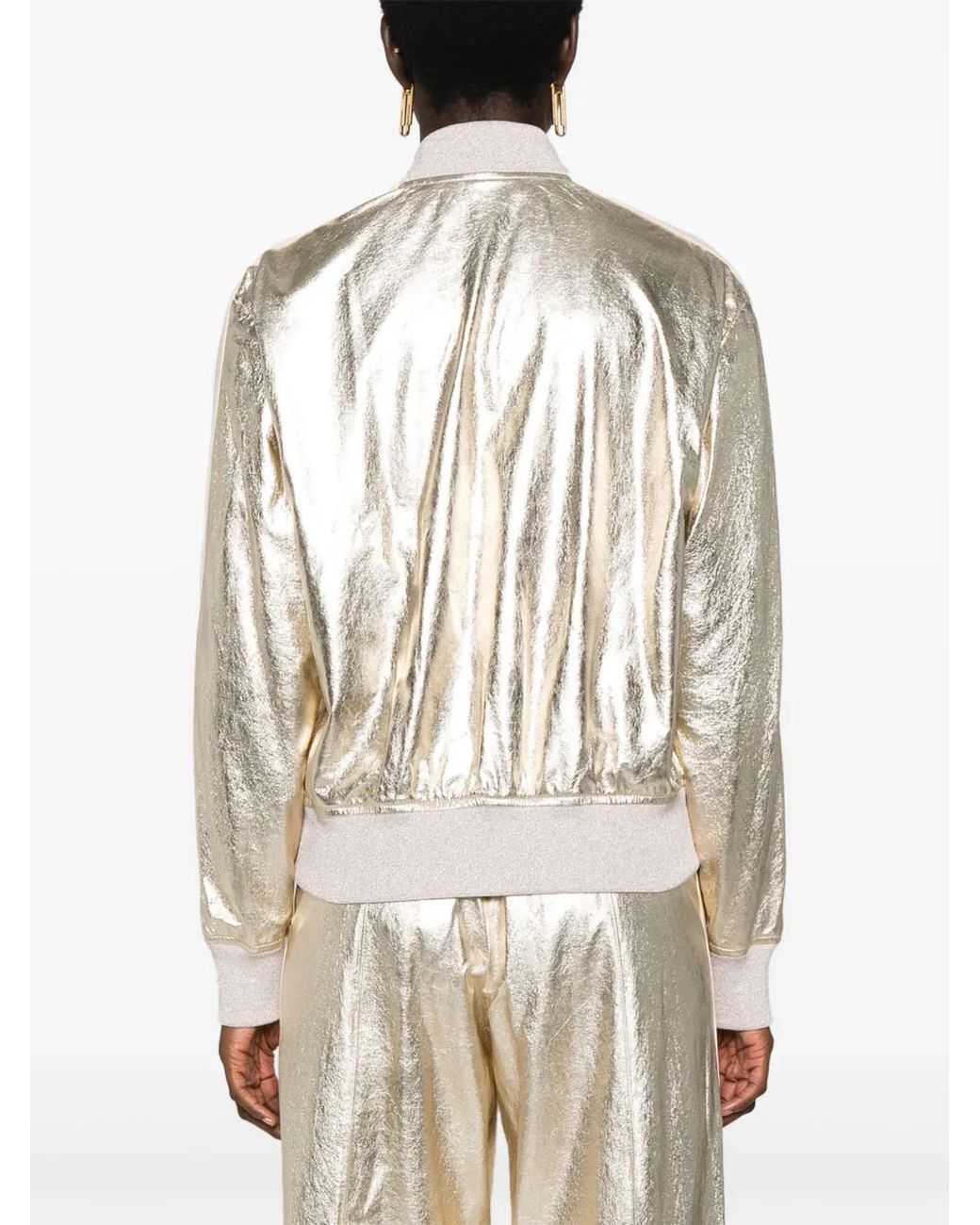 Palm Angels White Leather Bomber Jacket
