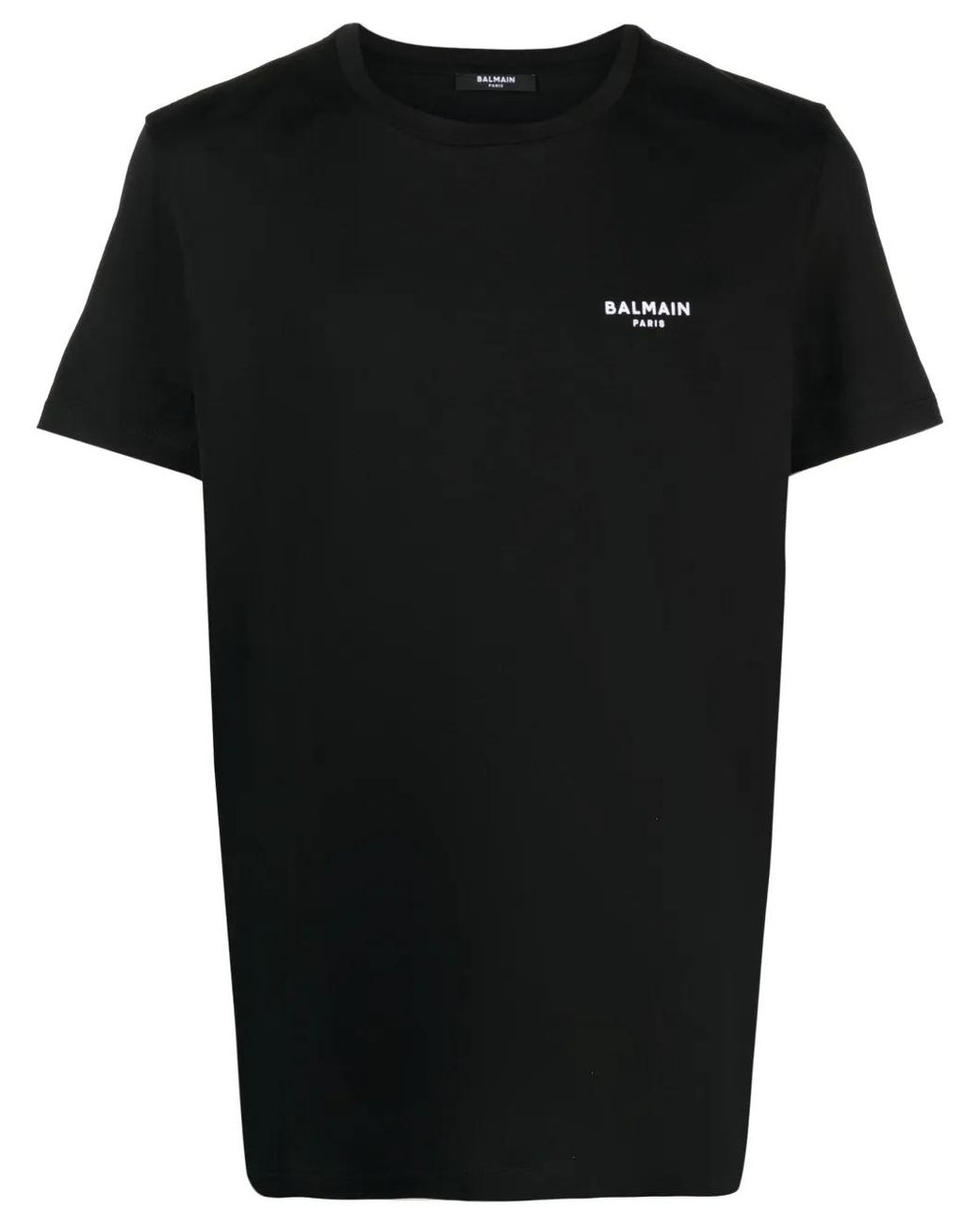 Balmain Black Flocked Logo T-shirt for men