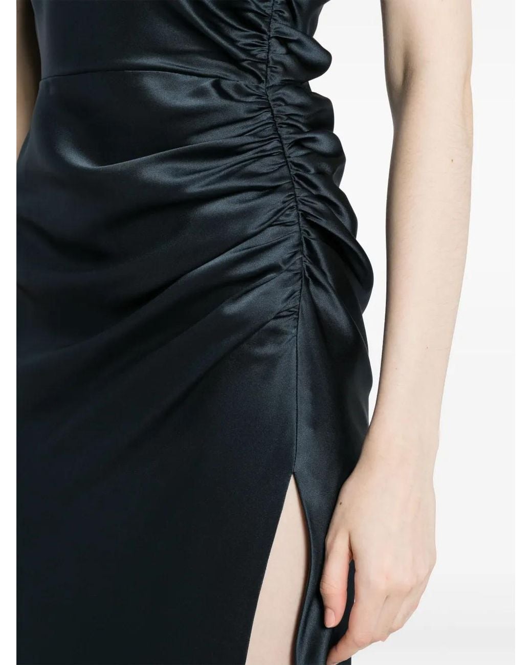 Michelle Mason Blue Asymmetric Silk Maxi Gown