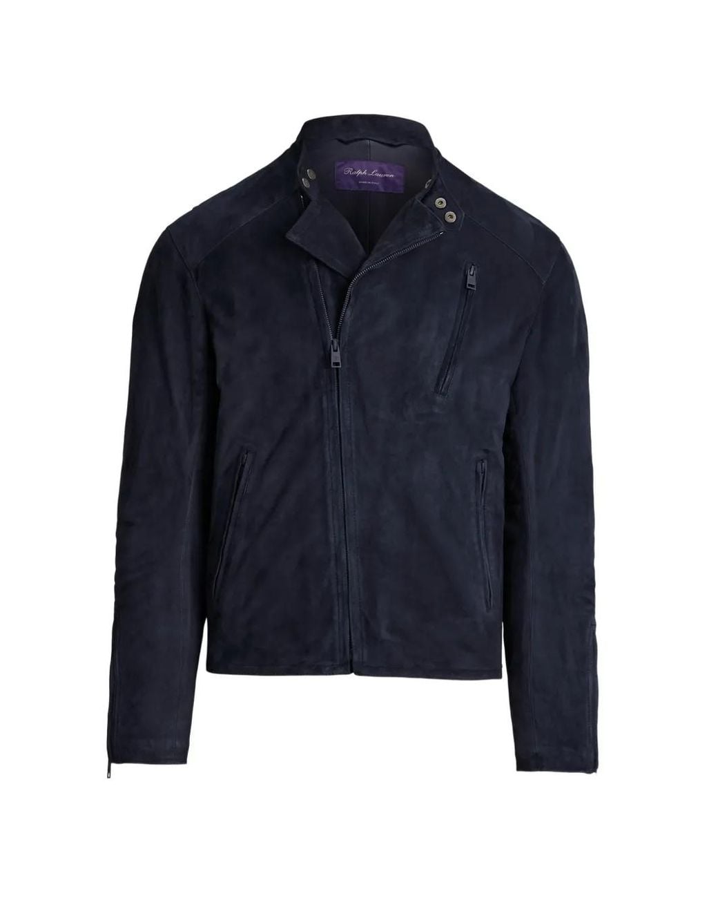 Ralph Lauren Blue Moto Suede Jacket for men