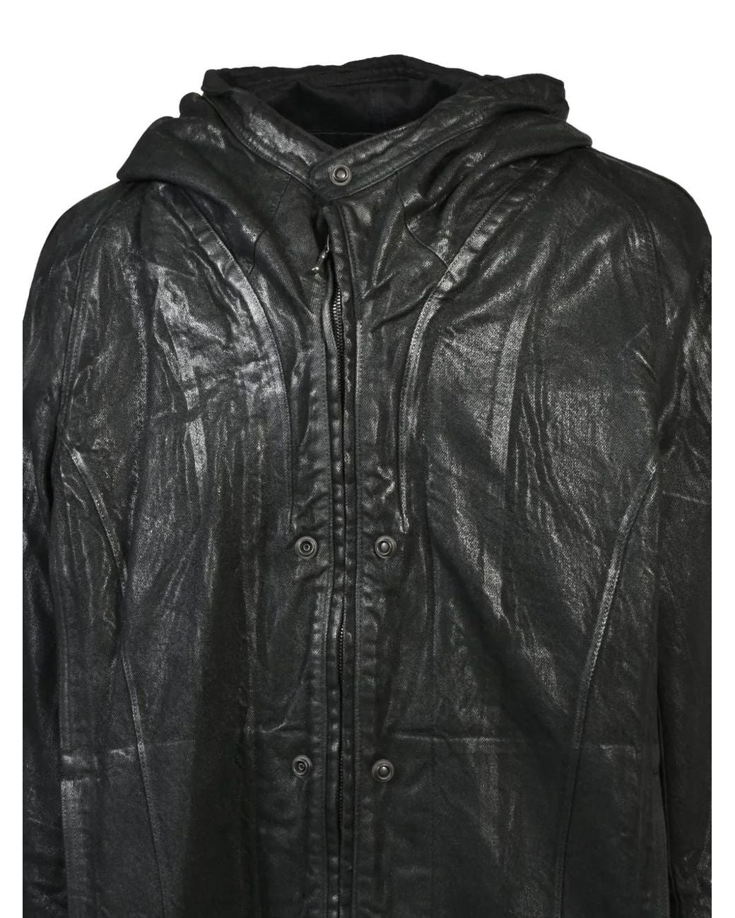 Julius Black Waxed Denim Coat for men