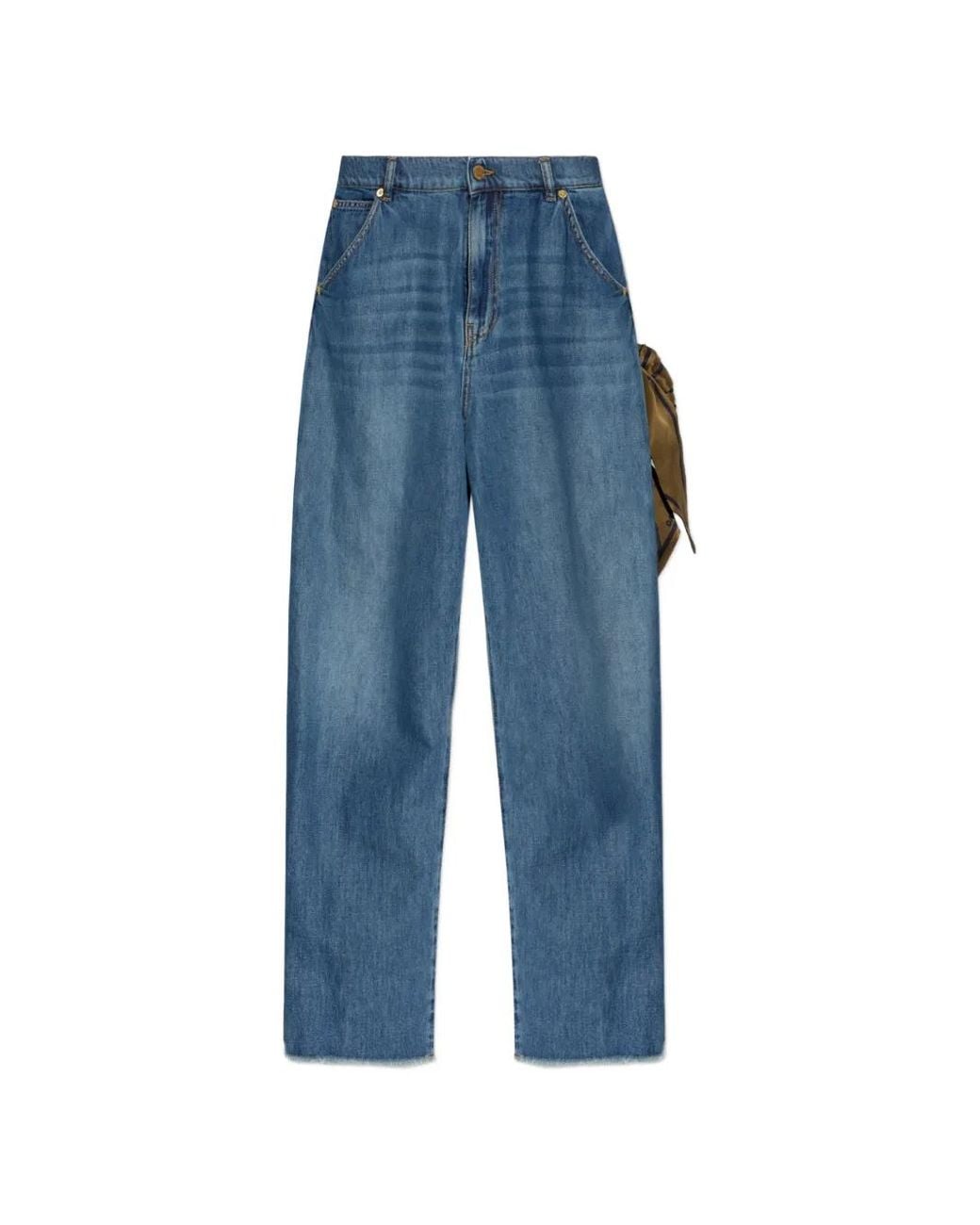 DARKPARK Blue Scarf-Detail Belt-Loop Jeans