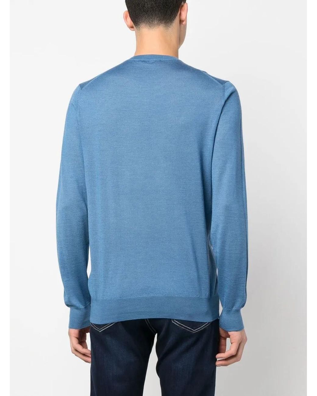 Fedeli Blue Crew Neck Jumper for men