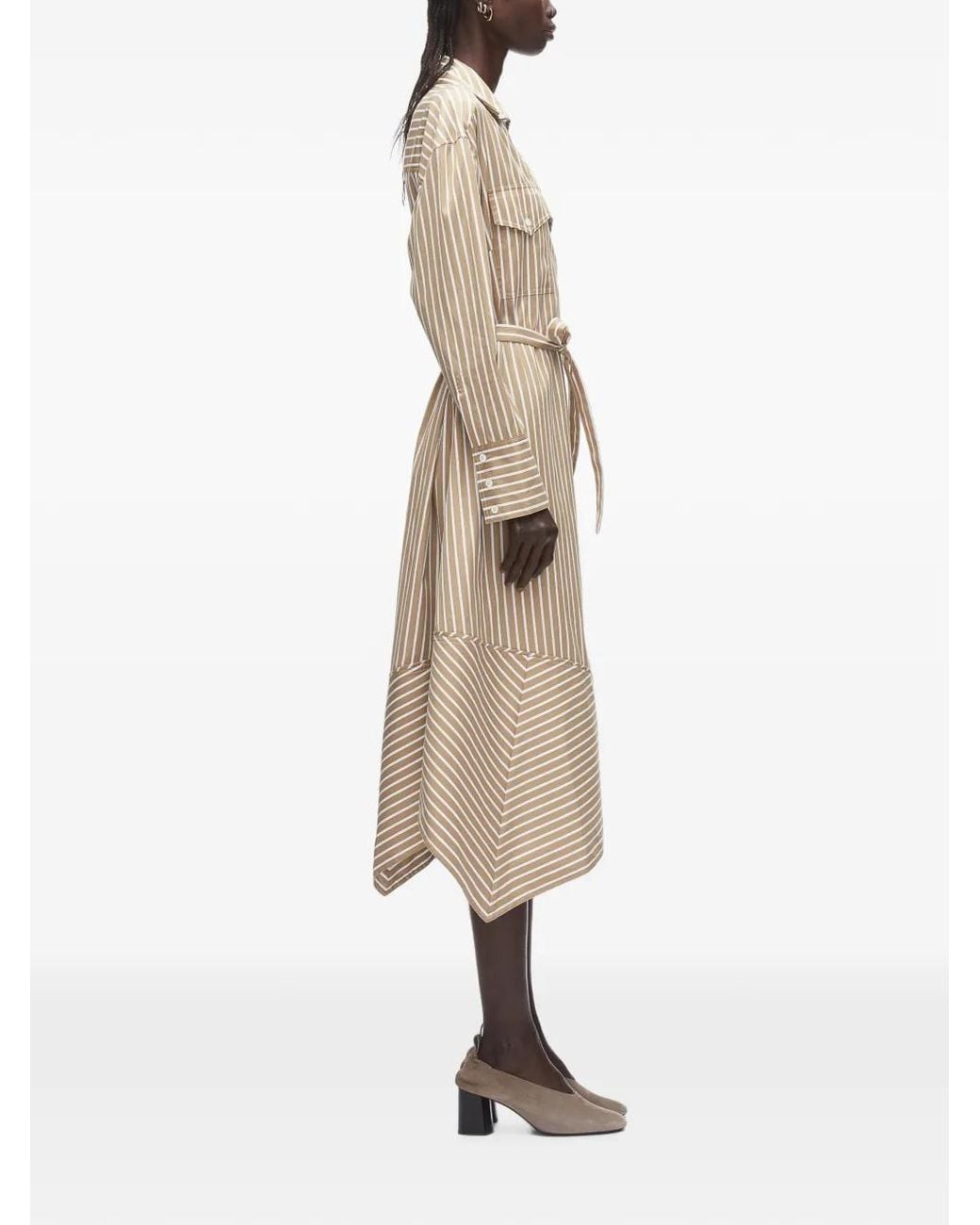 3.1 Phillip Lim Natural Striped Asymmetrical Dress