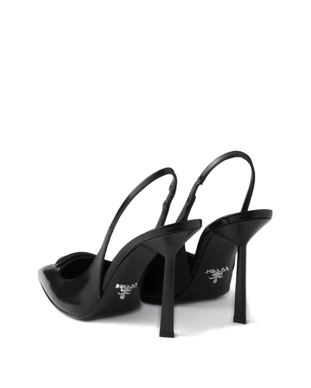 Prada Black Brushed Leather Slingback Pumps