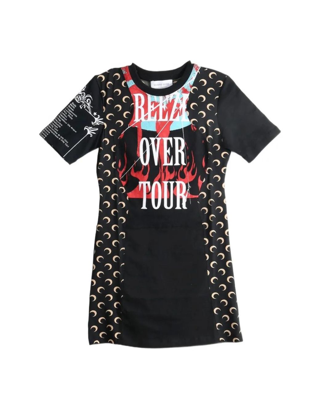 MARINE SERRE Black Crescent Moon Graphic-Print Mini Dress