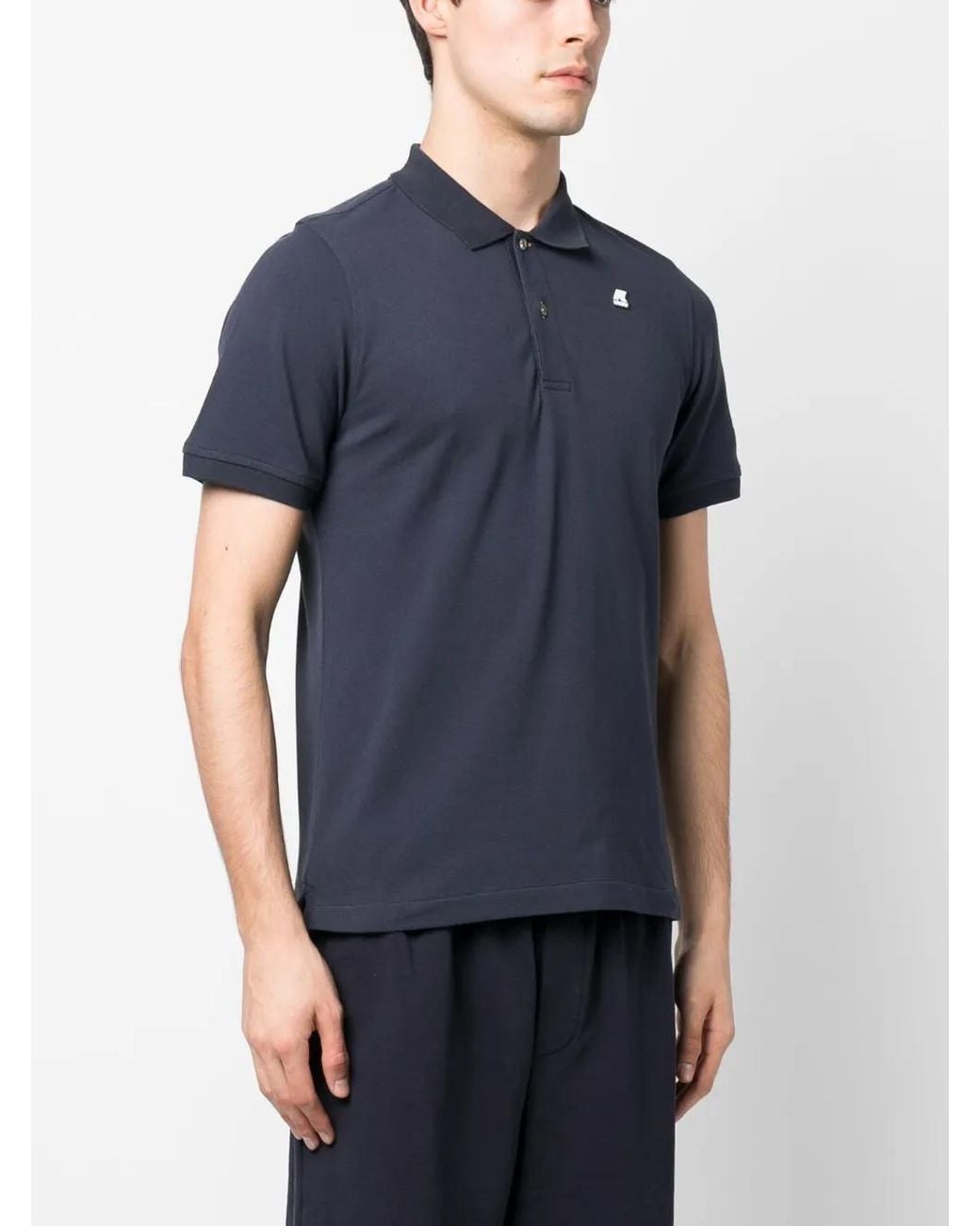 K-Way Blue Logo-Patch Polo Shirt for men