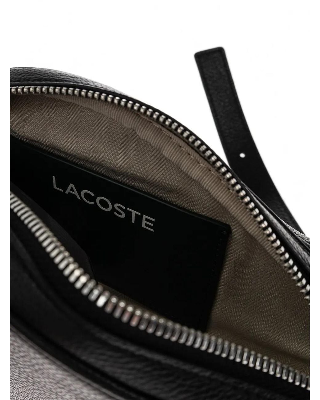 Lacoste White Mini Smash Court Racket Leather Shoulder Bag