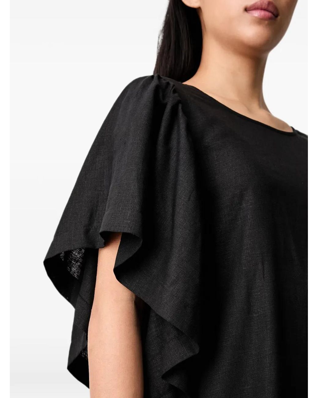 ViCOLO Black Ruffled-Sleeve Mini Dress
