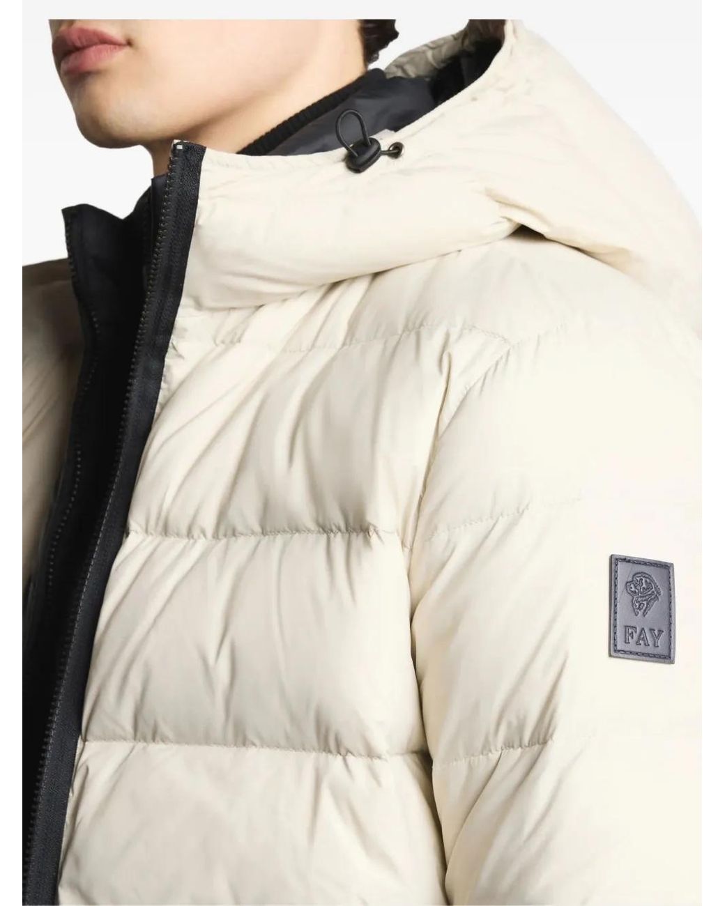 Fay Natural Quilted Hooded Jacket for men