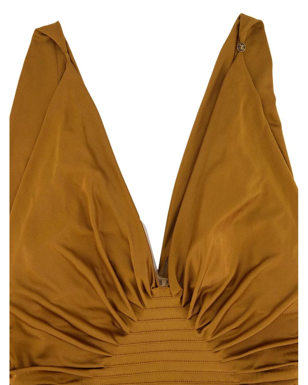 Versace Metallic Draped Gown