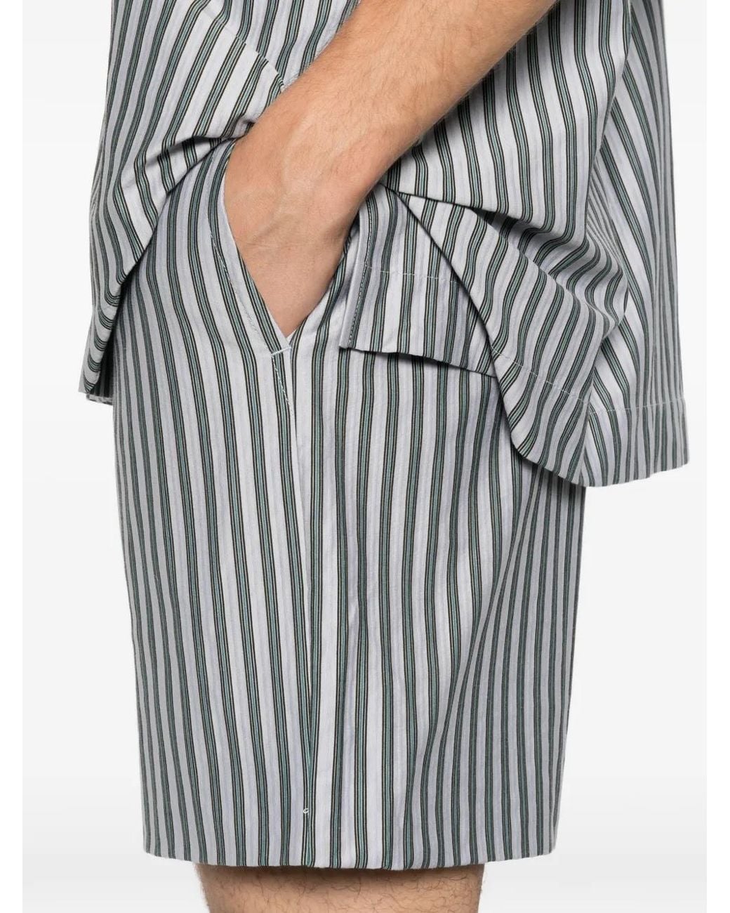 Homme Plissé Issey Miyake Gray Striped Jersey Shorts for men
