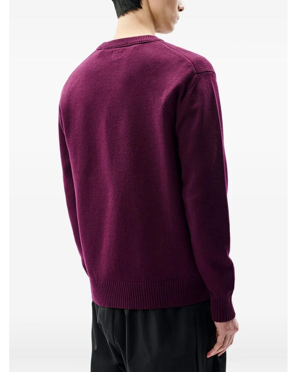C P Company Purple Metropolis Series Extrafine-Merino-Wool Crewneck Sweater for men