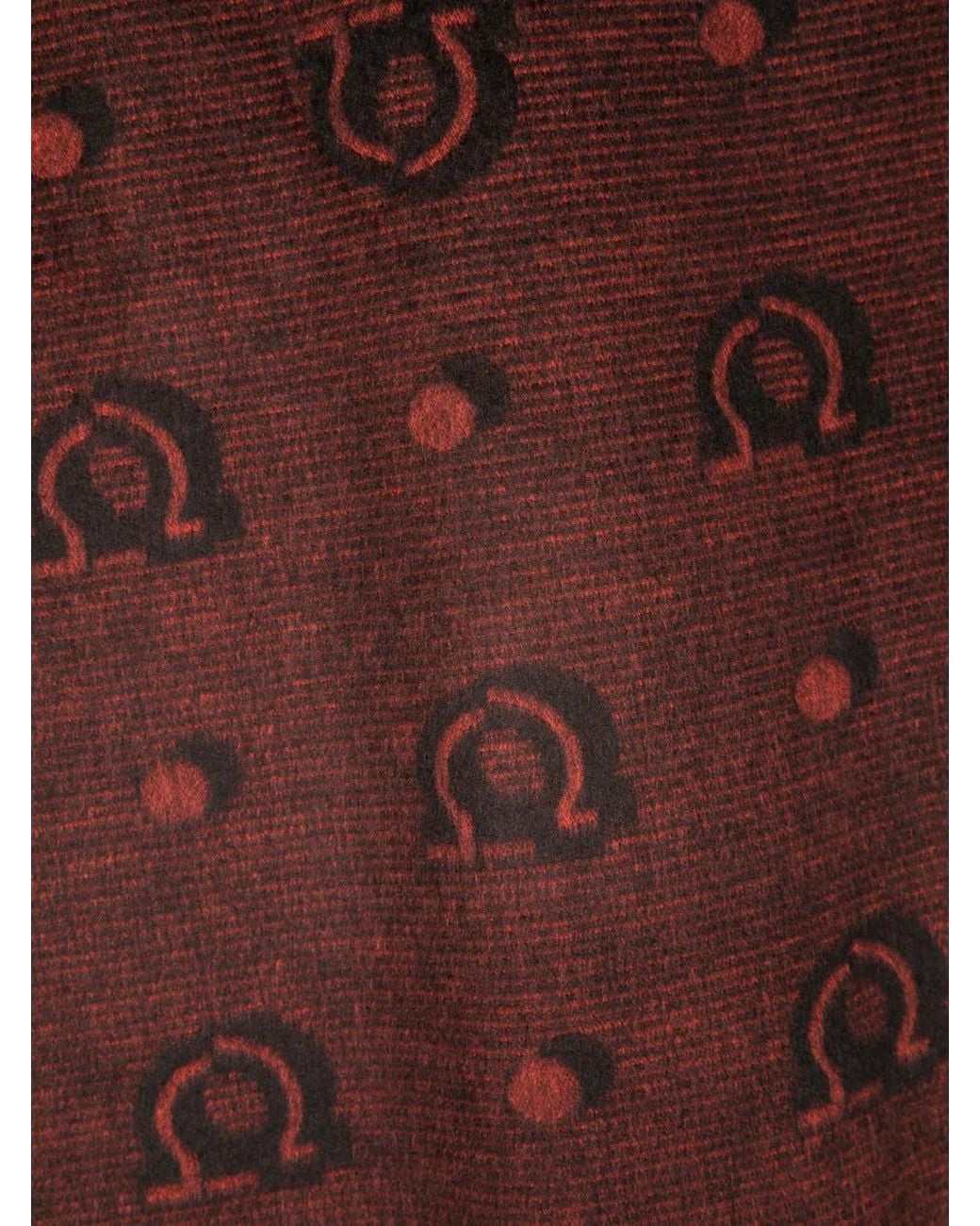 Ferragamo Brown Patterned-Jacquard Silk Scarf