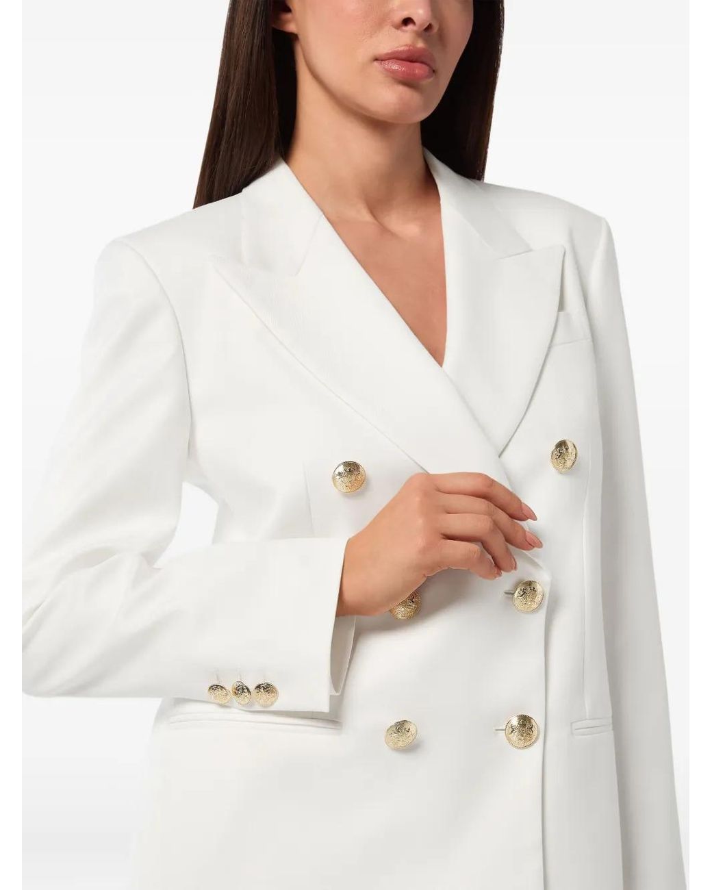 Philipp Plein White Double-Breasted Blazer