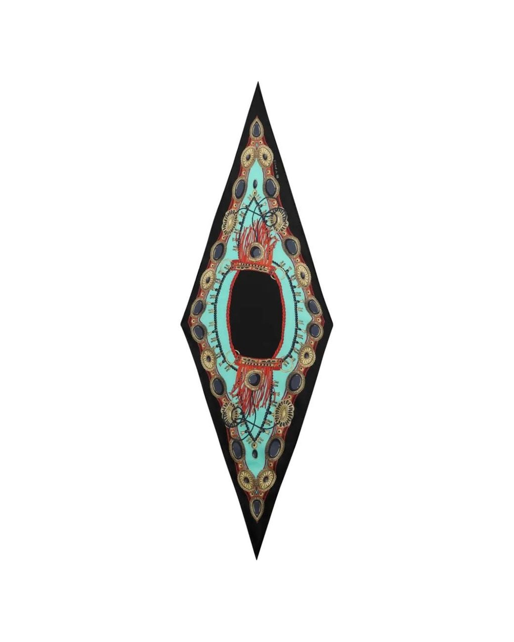 Etro Blue Diamond-Shaped Silk Scarf With Jewel Motif