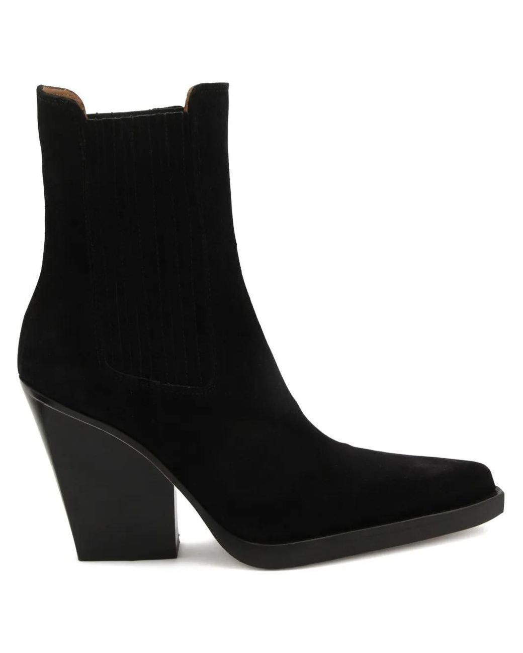 Paris Texas Black Elastic-Panel Pointed-Toe Boots