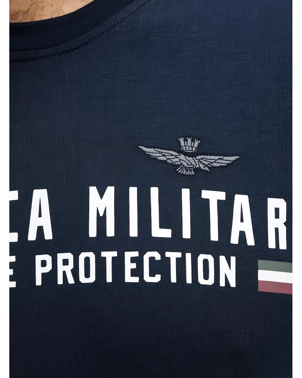 Aeronautica Militare Blue T-Shirt Graphique À Col Rond for men