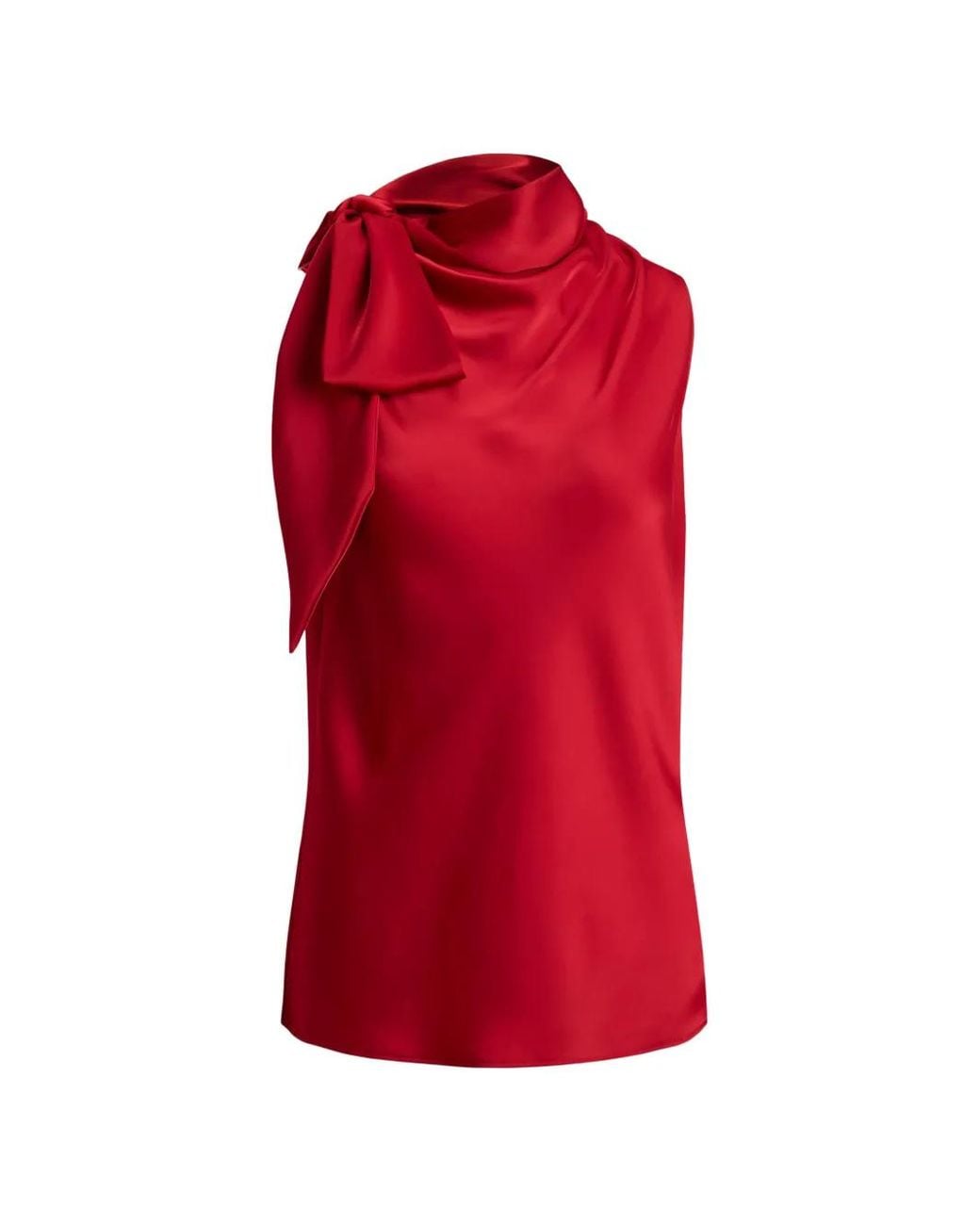 Ralph Lauren Red Tie-Neck Sleeveless Blouse