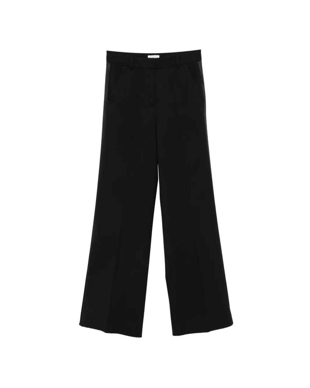 P.A.R.O.S.H. Black Pantalon À Plis Marqués Et Finitions En Satin