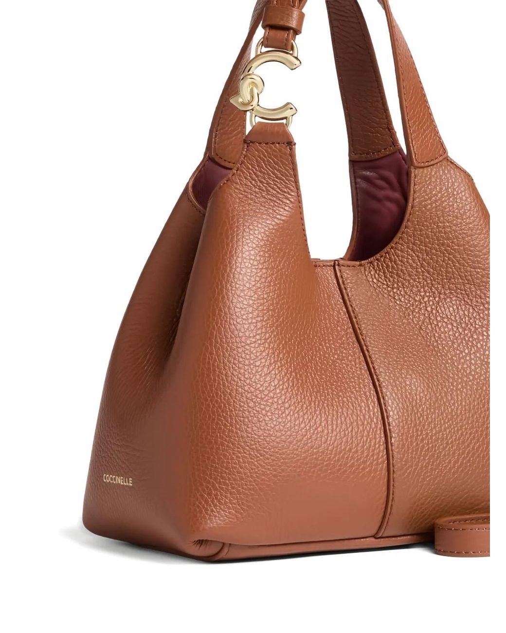 Coccinelle Brown C-Easy Small Textured Handle Shoulder Bag