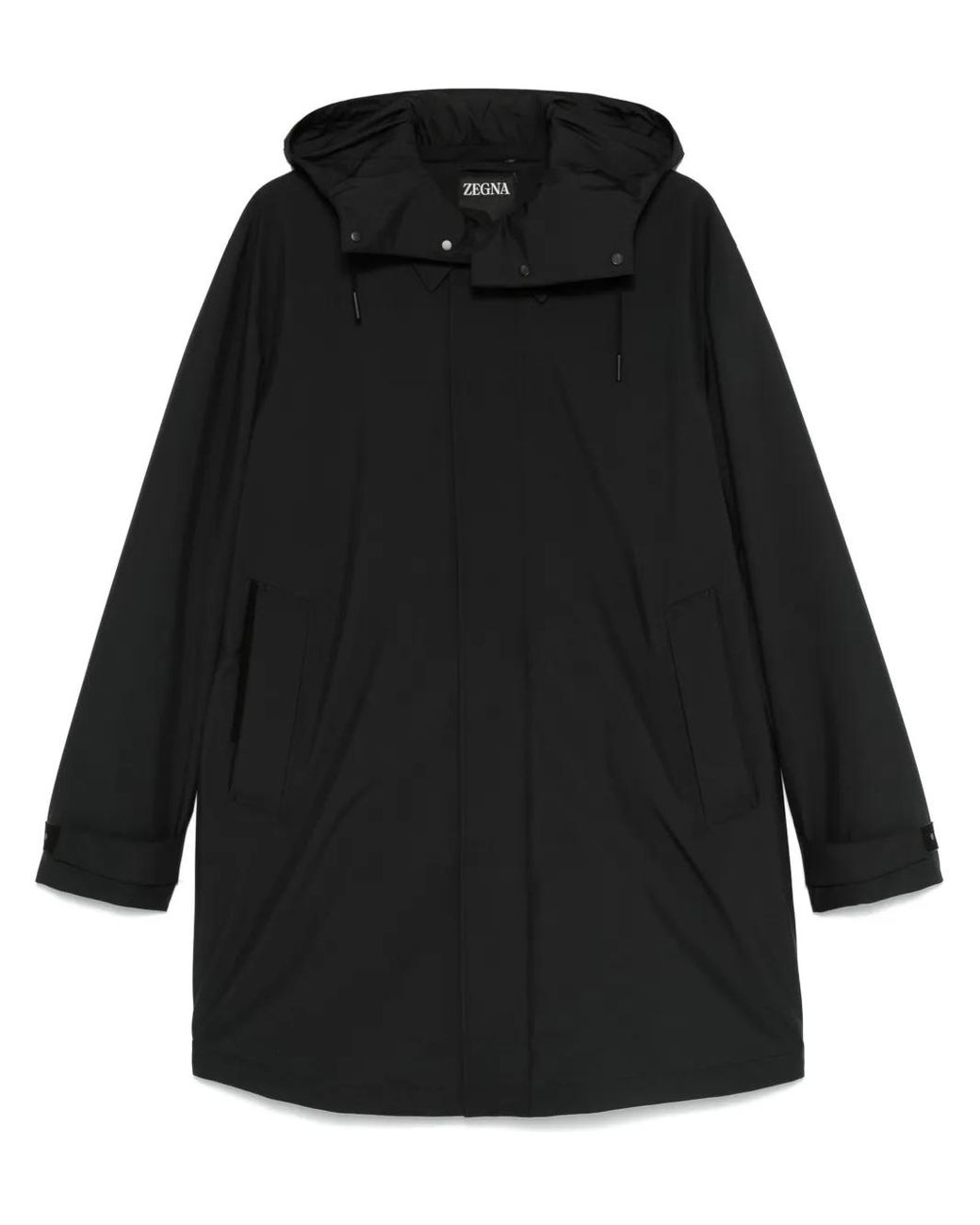Zegna Black Hooded Raincoat for men