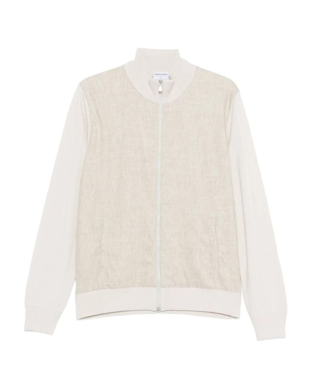 Gran Sasso White Zip-Up Cardigan for men