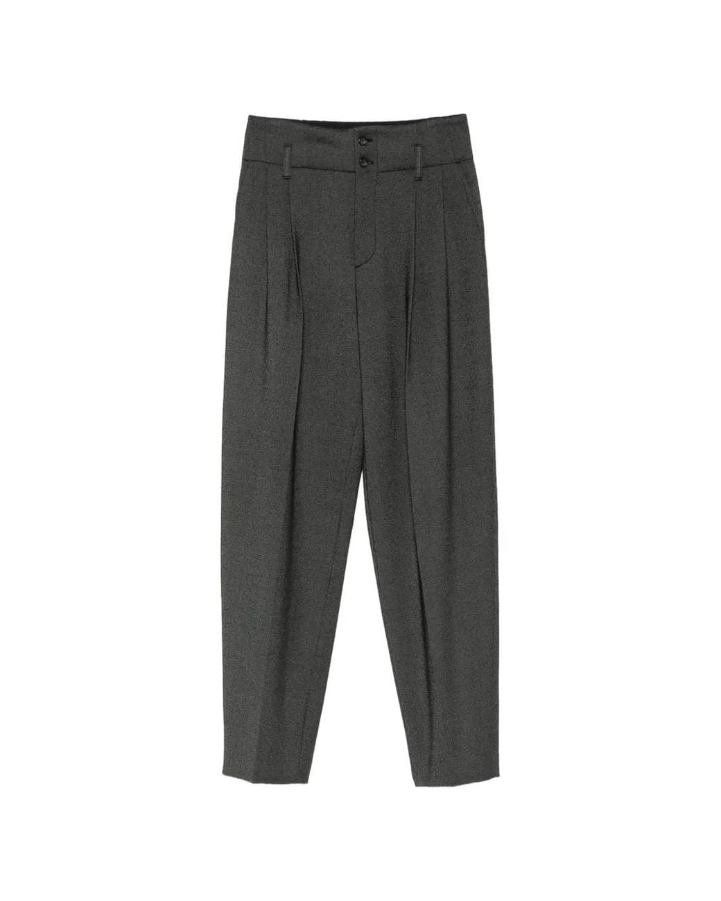 Alberta Ferretti Gray Pleated Tapered Trousers