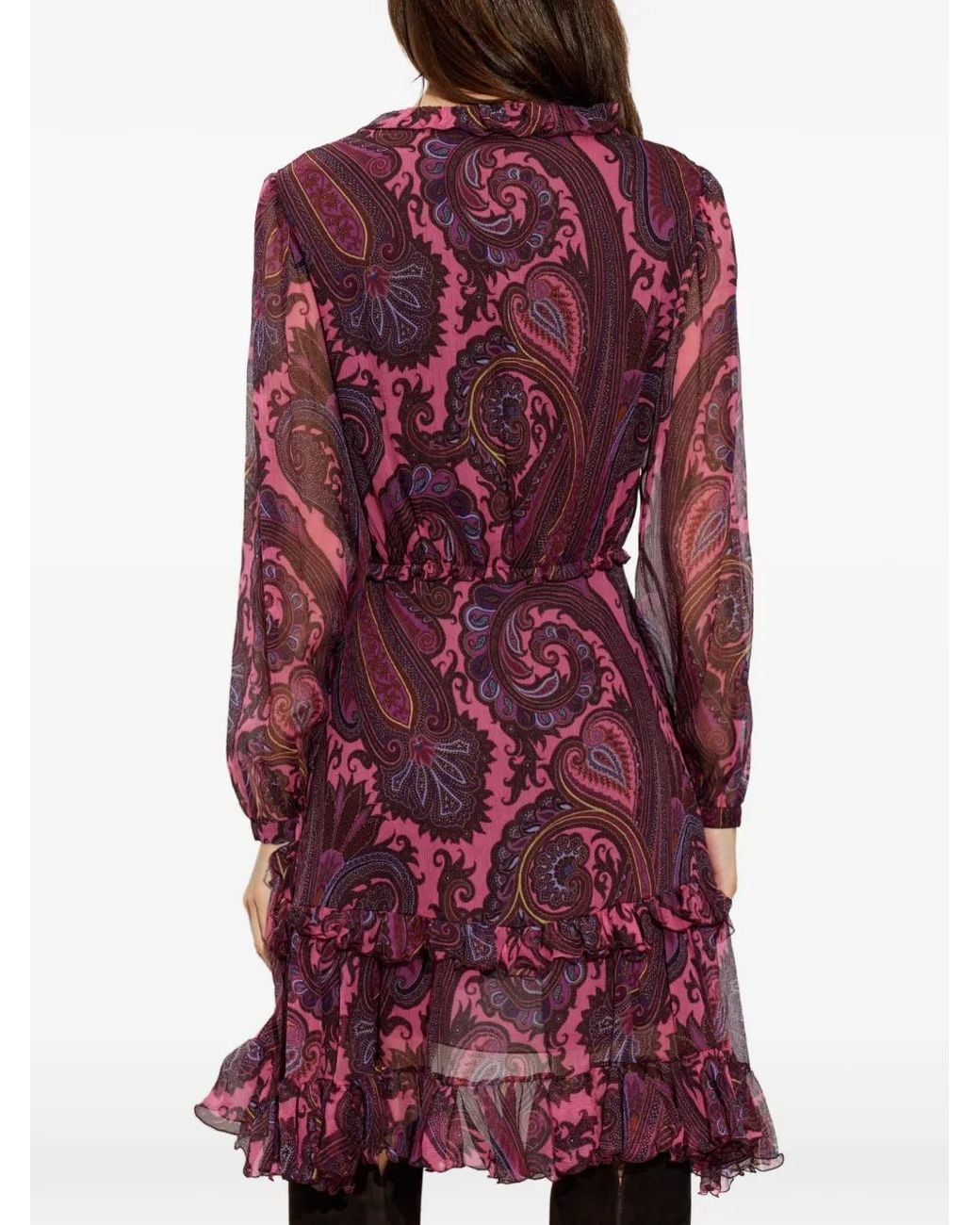 Etro Purple Paisley-Print Asymmetric-Hem Mini Dress