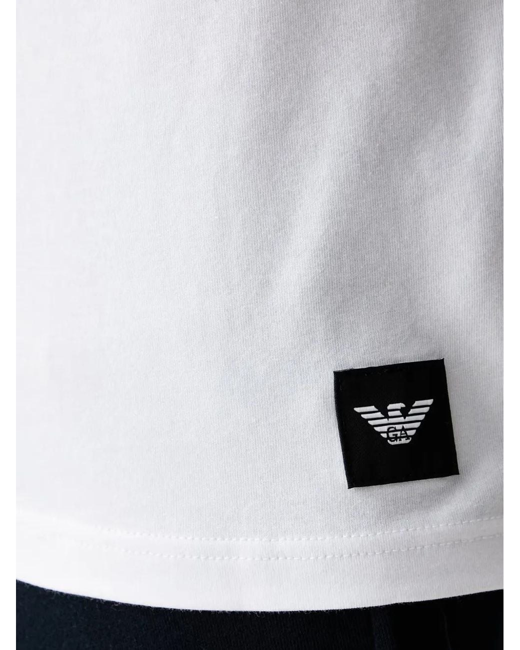 Emporio Armani White Logo-Patch T-Shirts (Set Of Two) for men