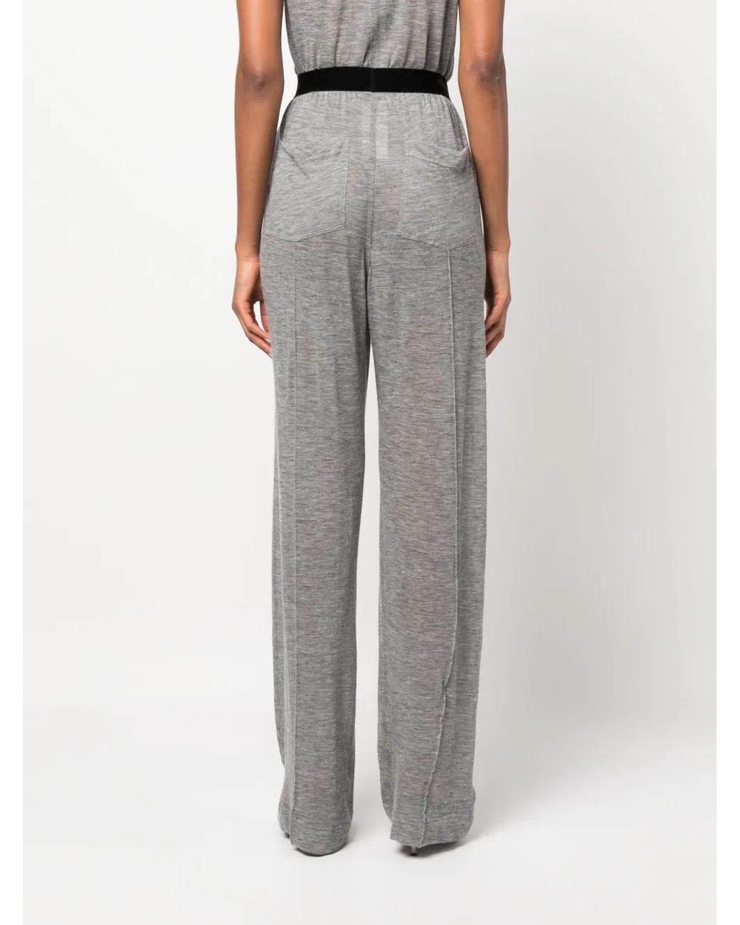 Tom Ford Gray Logo-Waistband Cashmere Track Pants