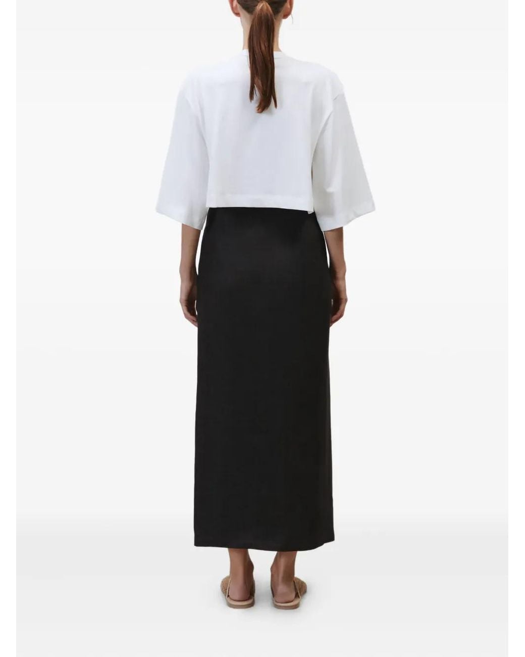 Alysi Black Side-Slit Beaded Skirt