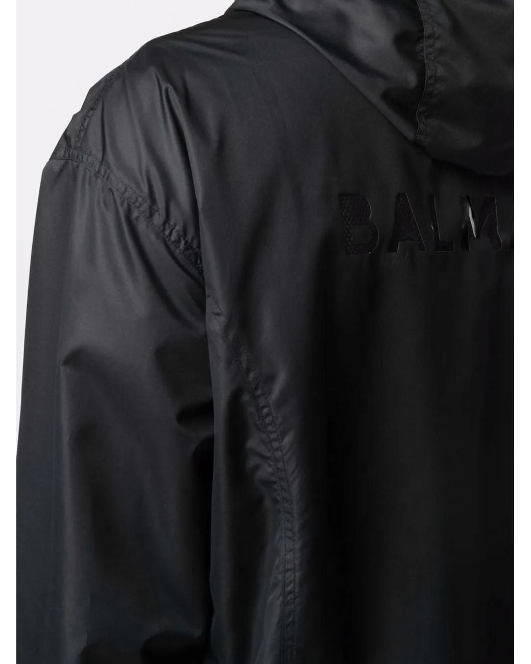 Balmain Black Logo-Print Hooded Jacket for men