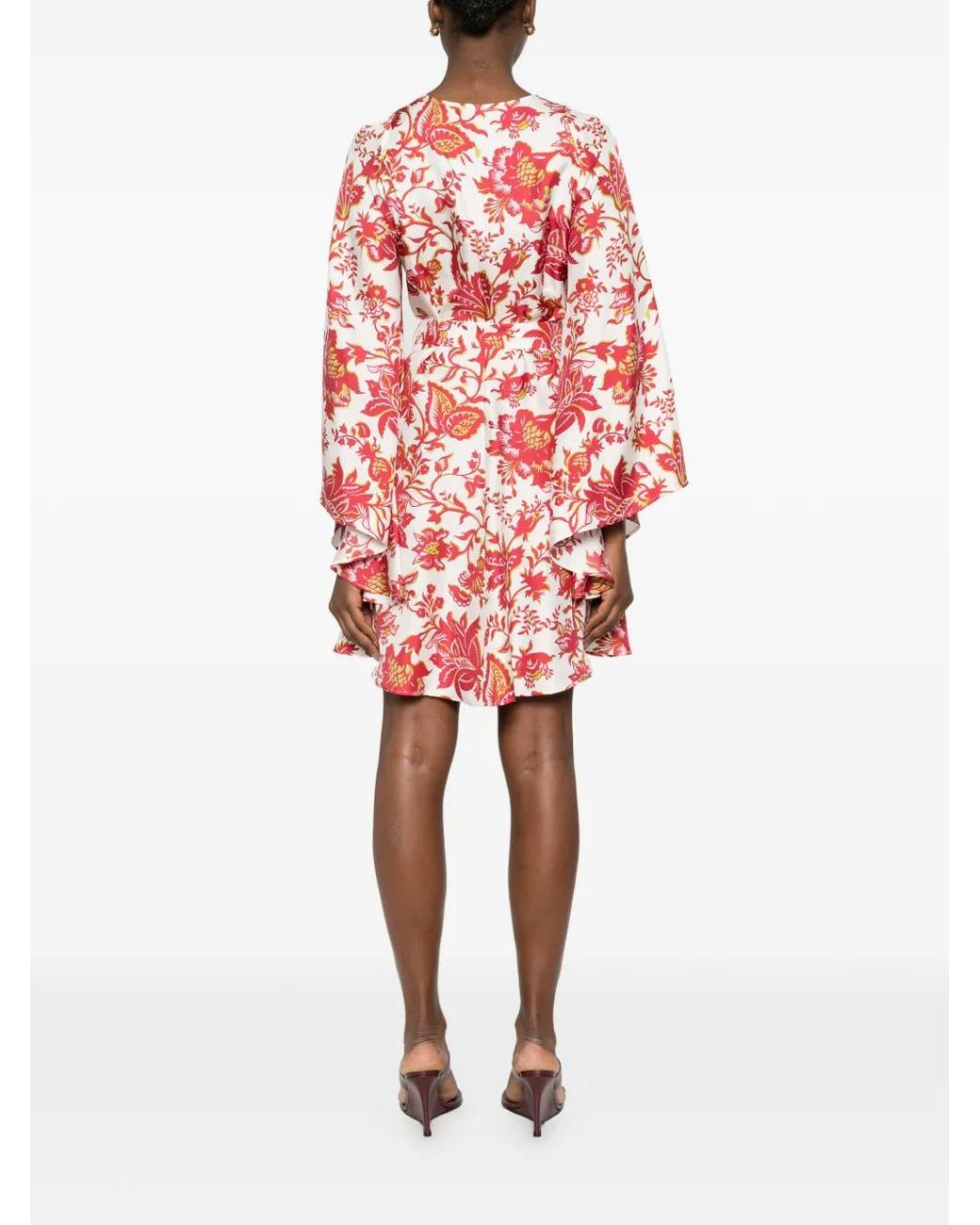 Etro Red Mini Blouson Dress With Belt