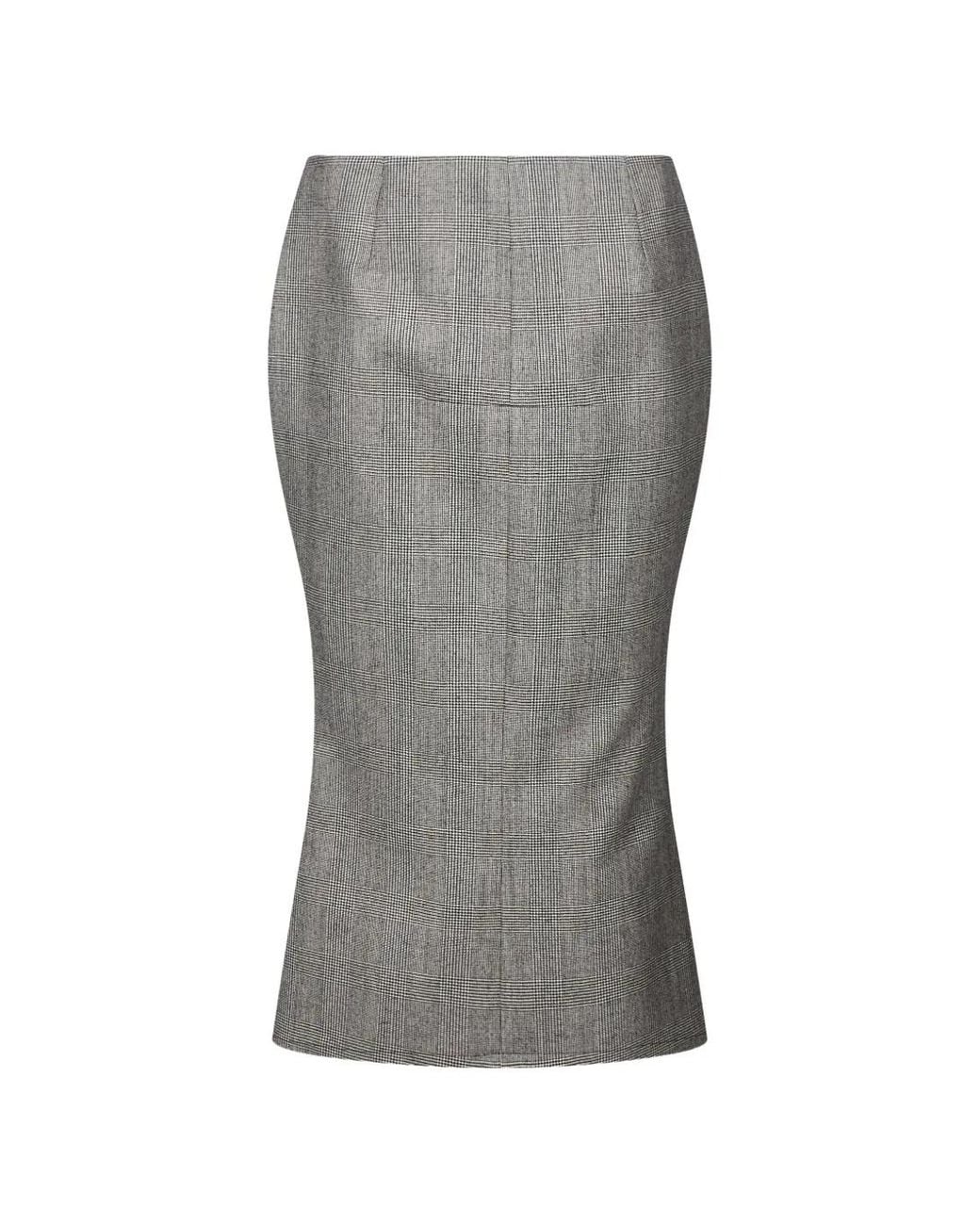 MATIERES FECALES Gray Prince Of Wales Check Raw-Cut Skirt